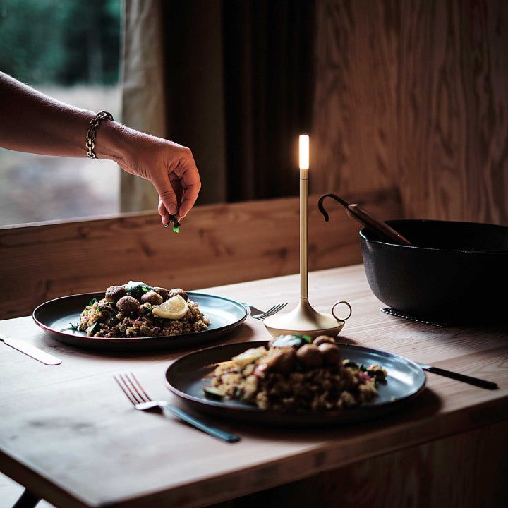 Sladdlös uppladdningsbar bordslampa i aluminium - dimbar, Ø 12 × H 26 cm