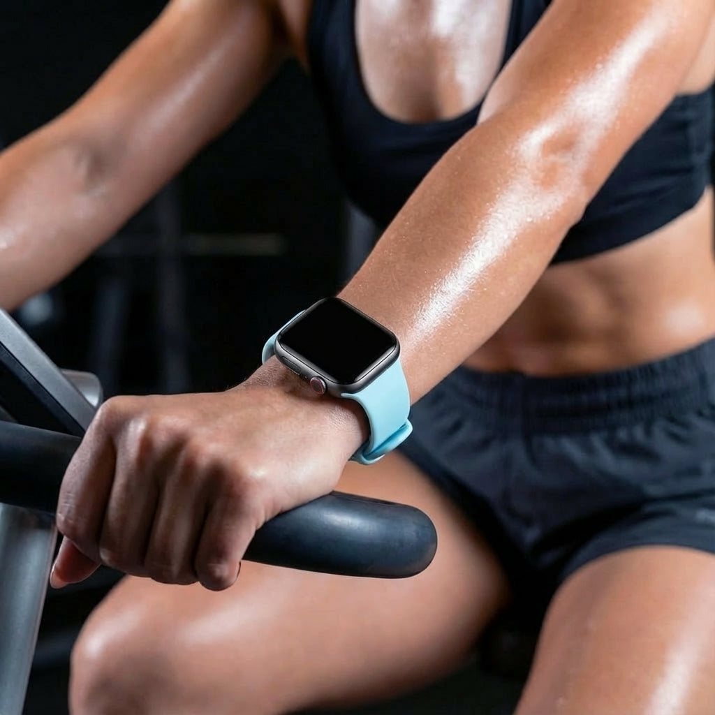 Curea din silicon pentru Apple Watch — albastru deschis, ușoară și flexibilă