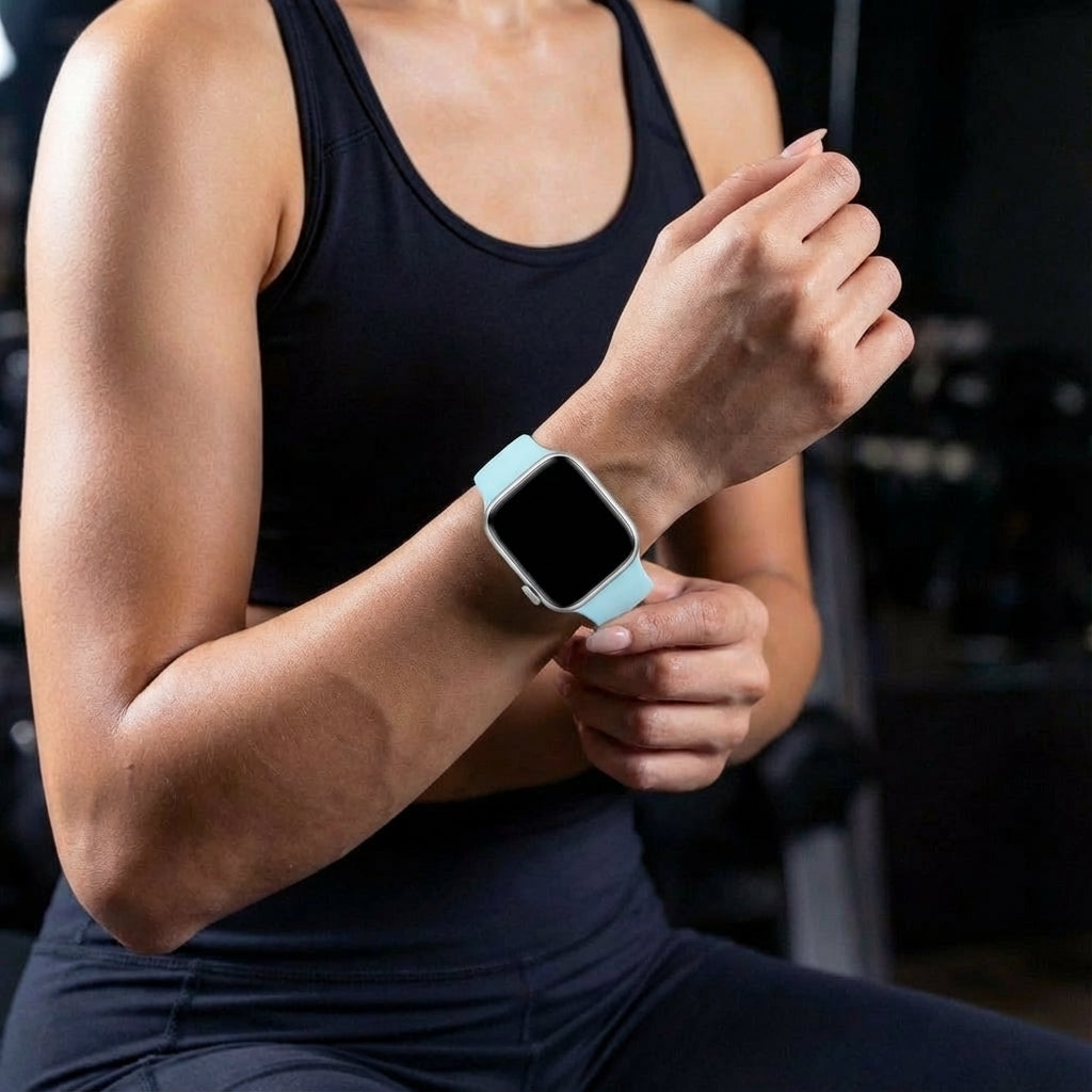 Curea din silicon pentru Apple Watch — albastru deschis, ușoară și flexibilă
