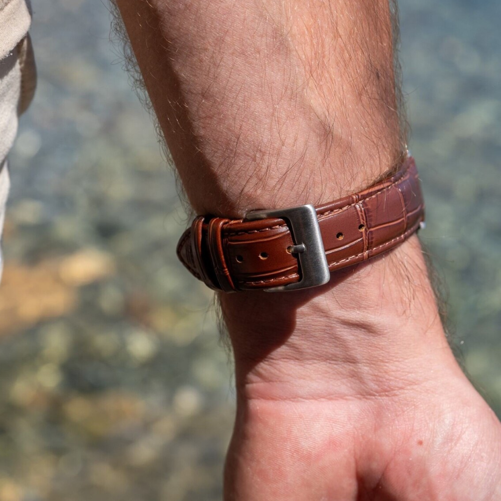 Apple Watch Brown Crocodile Grain Leather Strap
