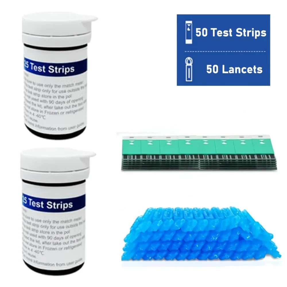 Portable Glucose Meter Kit — 50 Test Strips, Sterile Lancets, Lightweight Design
