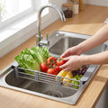 Stainless Steel Extendable Sink Draining Rack For Dishes And Produce