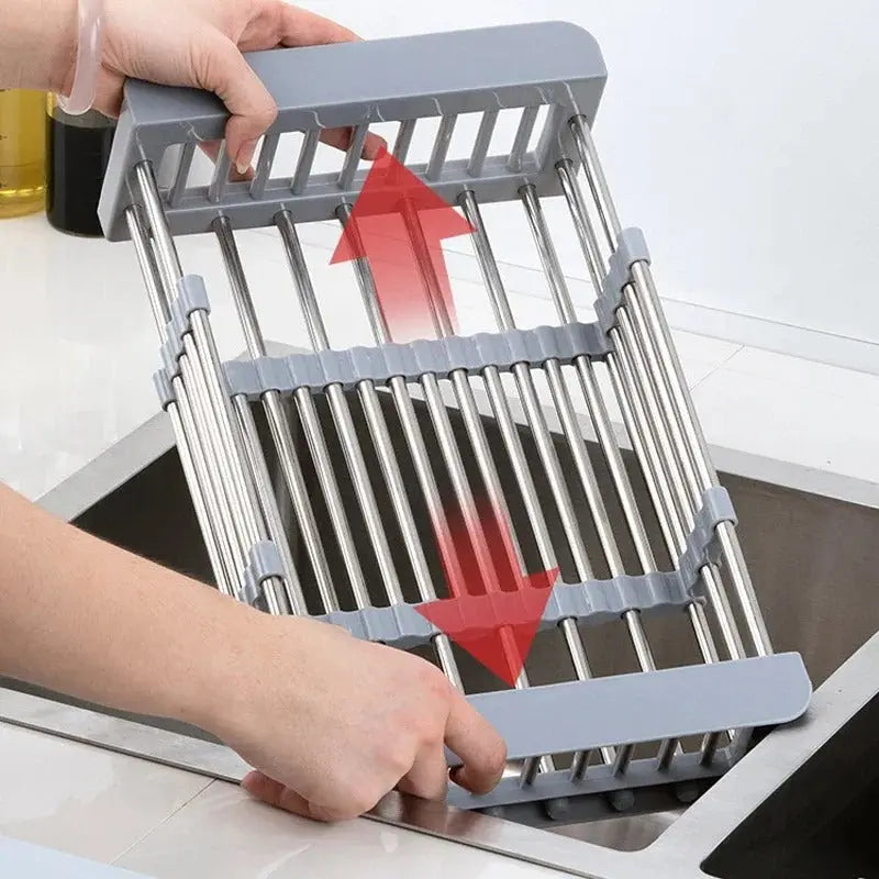 Stainless Steel Extendable Sink Draining Rack For Dishes And Produce