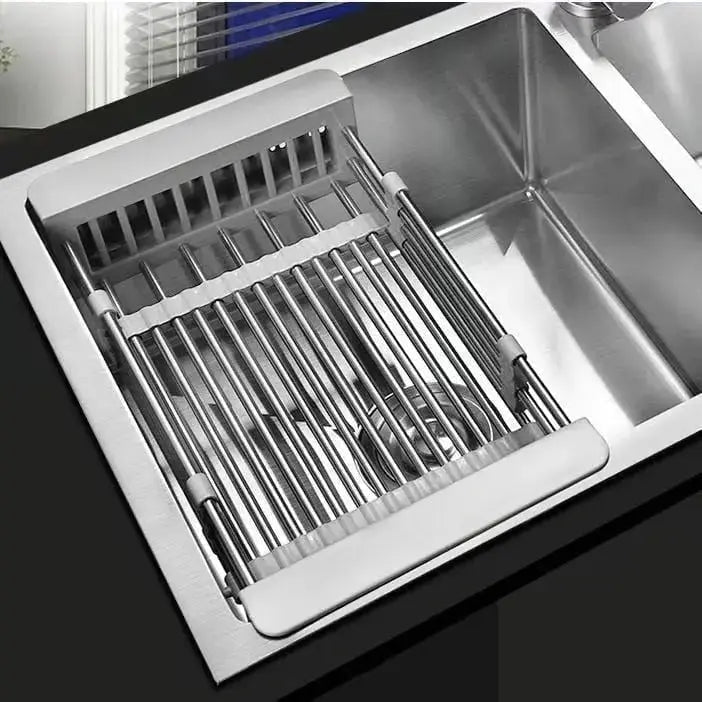 Stainless Steel Extendable Sink Draining Rack For Dishes And Produce