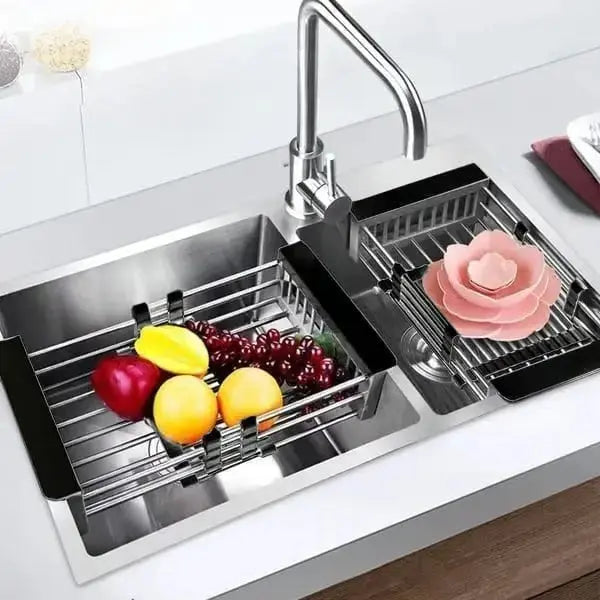 Stainless Steel Extendable Sink Draining Rack For Dishes And Produce