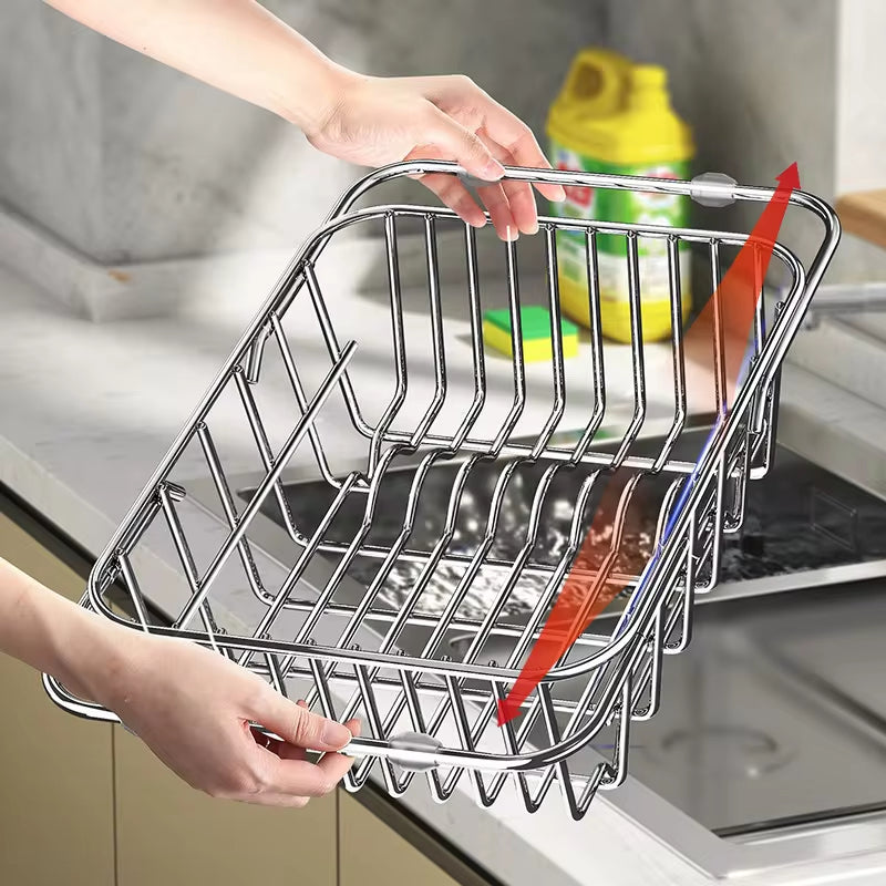 Adjustable Extendable Draining Rack For Kitchen Sink Stainless Steel 34 To 55 Cm Organizer