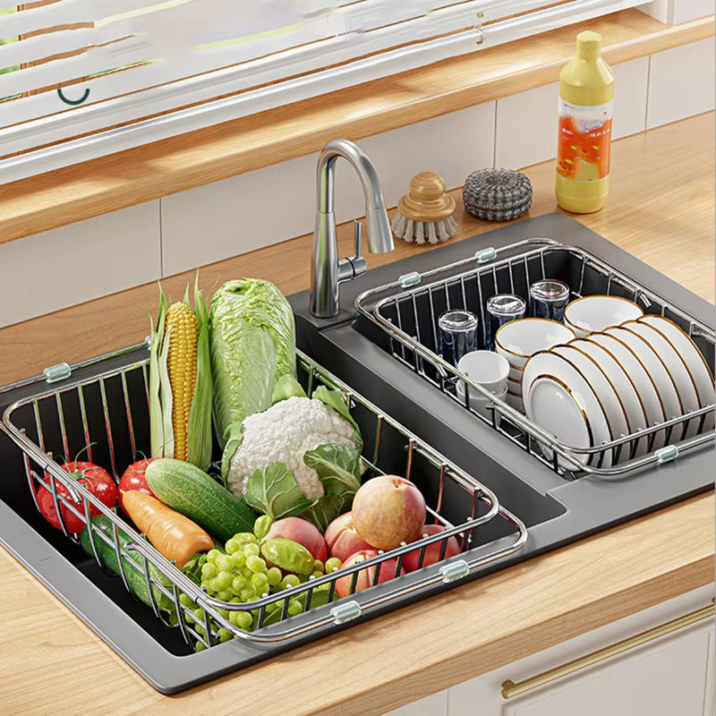Adjustable Extendable Draining Rack For Kitchen Sink Stainless Steel 34 To 55 Cm Organizer
