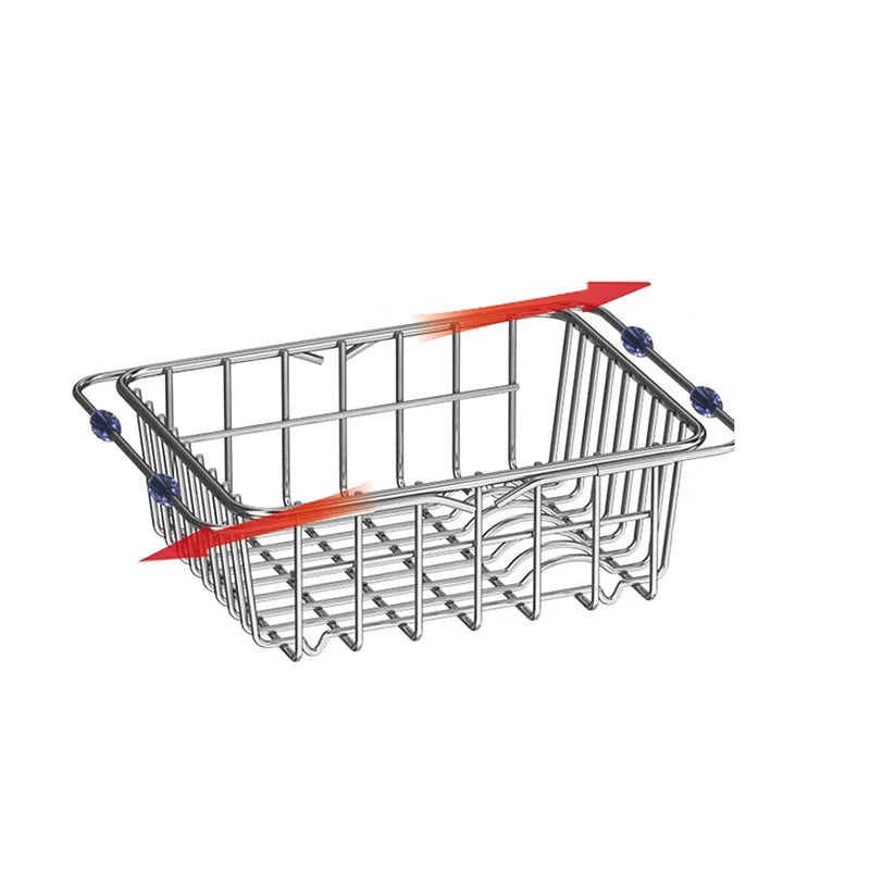 Over-Sink Stainless Drying Rack, Extendable And Adjustable, Foldable Dish And Veggie Rack
