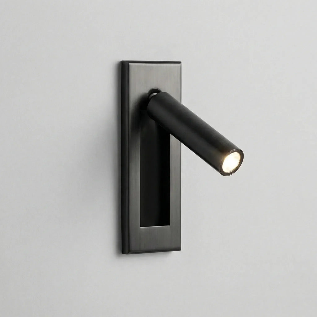 LED Wall Reading Lamp With Matte Black Copper Finish, 3 Color Options, Rotatable Arm