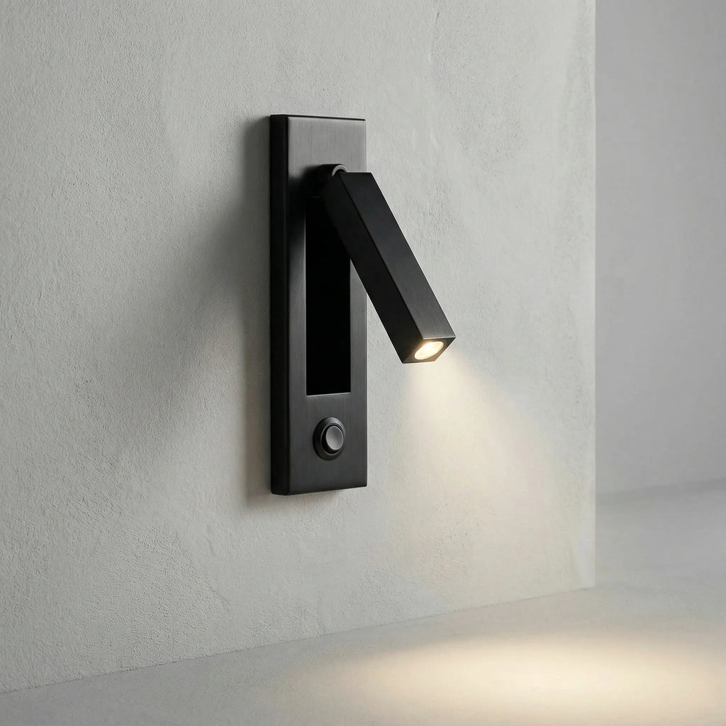 LED Wall Reading Lamp With Matte Black Copper Finish, 3 Color Options, Rotatable Arm
