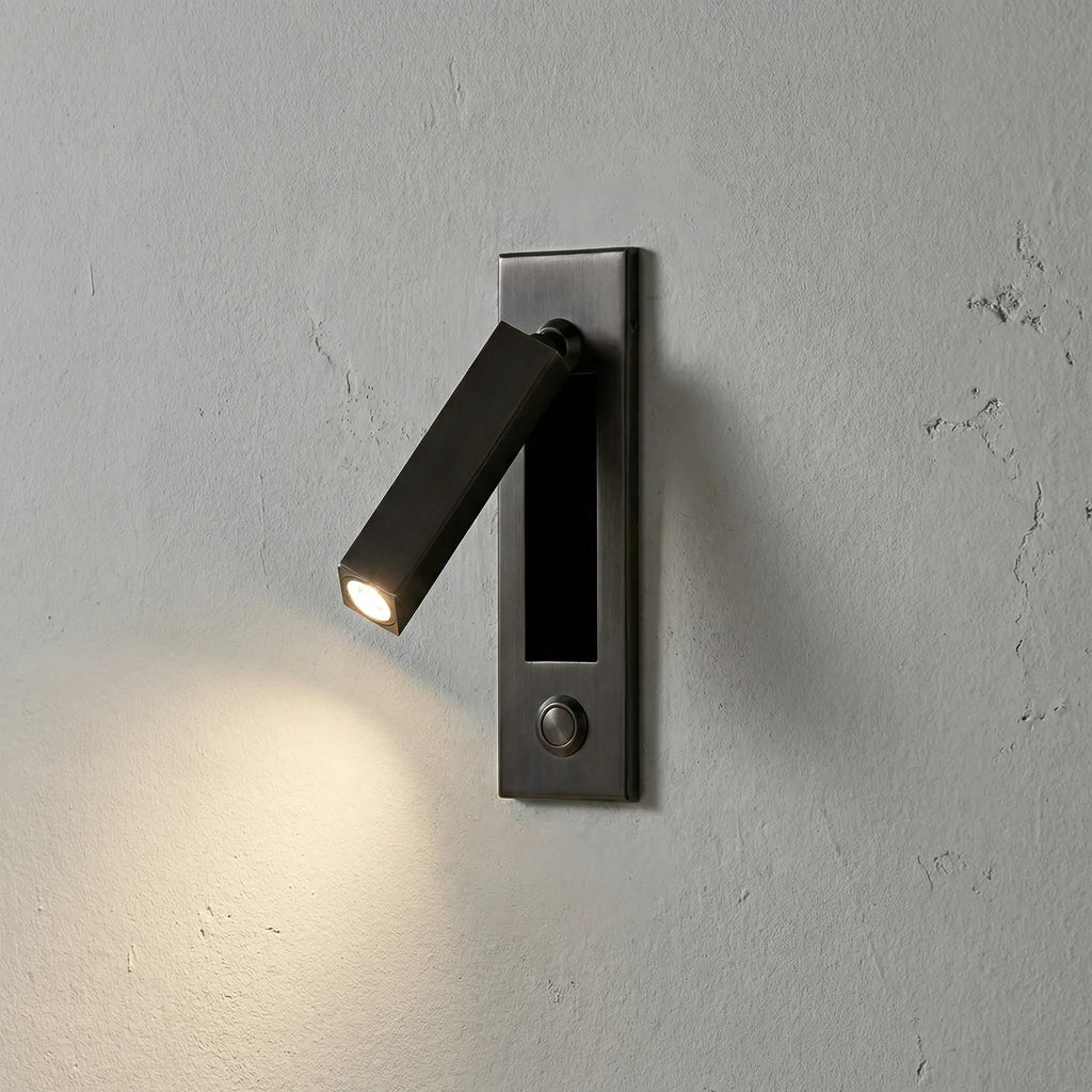 LED Wall Reading Lamp With Matte Black Copper Finish, 3 Color Options, Rotatable Arm