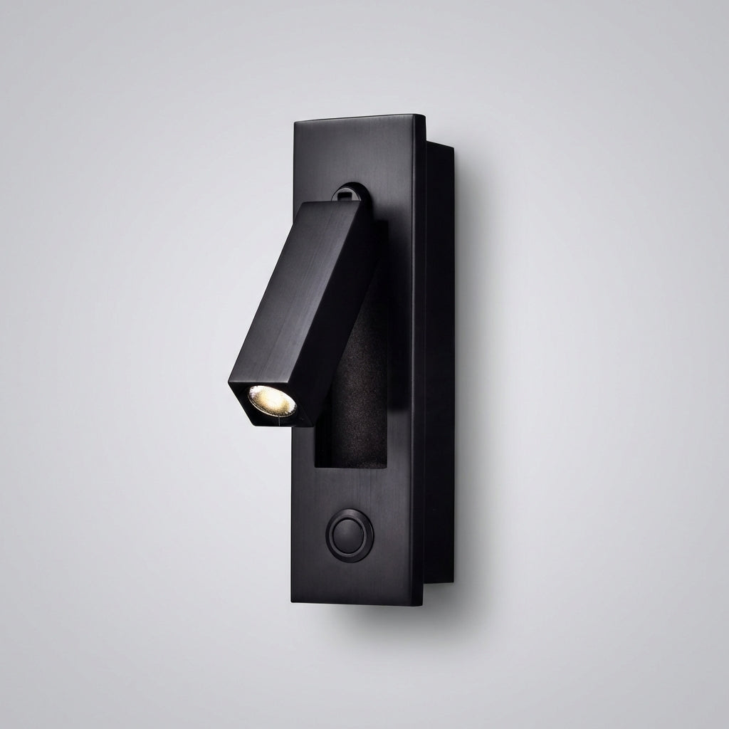 LED Wall Reading Lamp With Matte Black Copper Finish, 3 Color Options, Rotatable Arm