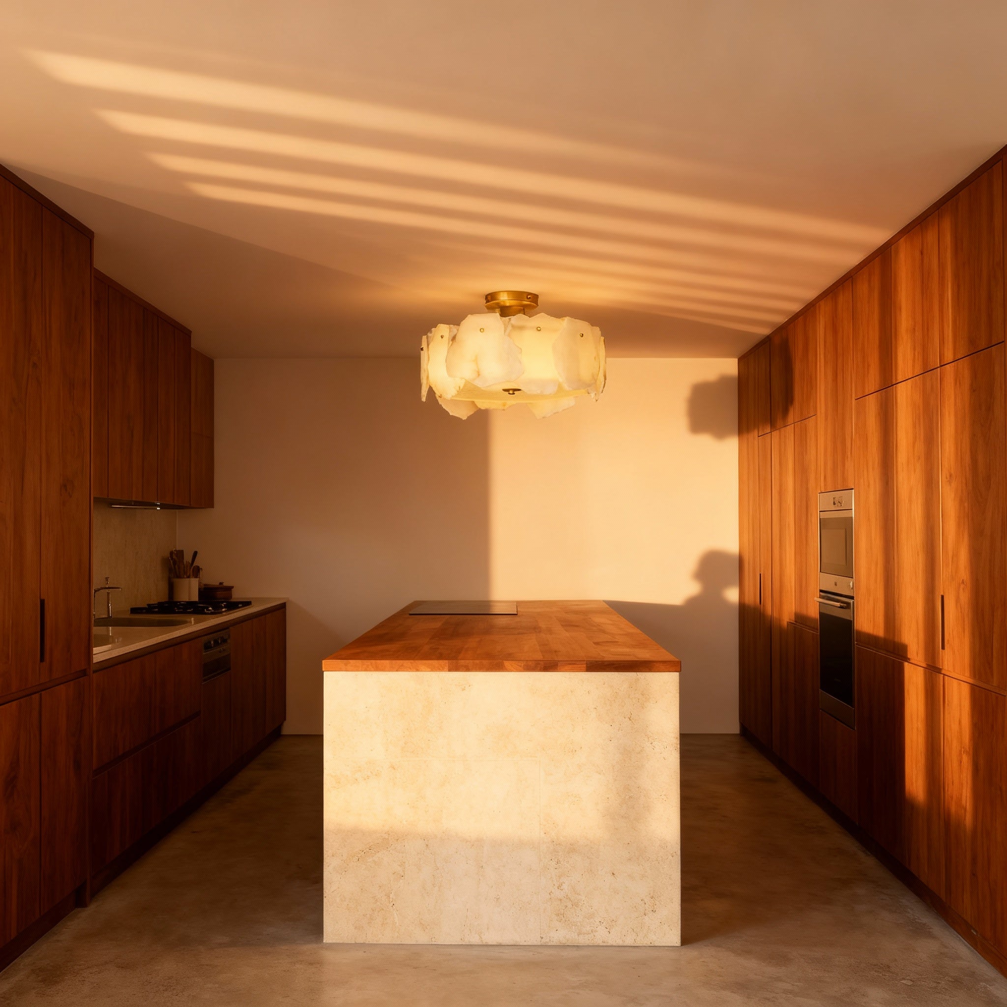 LumaAura Contemporary Low Profile Ceiling Light Brass Base For Modern Living Spaces