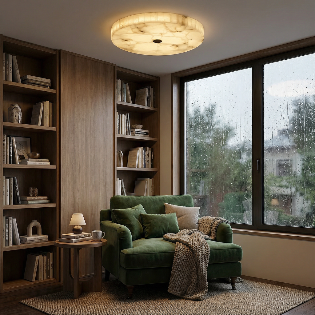 IvoryLumen Elegant Copper Accents Modern Flush Mount And Ceiling Light Fixture For Home Decor