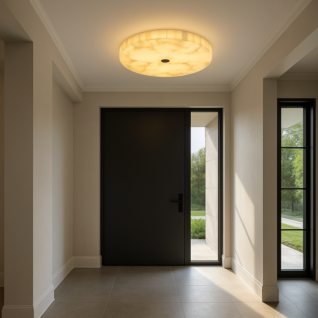 IvoryLumen Elegant Copper Accents Modern Flush Mount And Ceiling Light Fixture For Home Decor