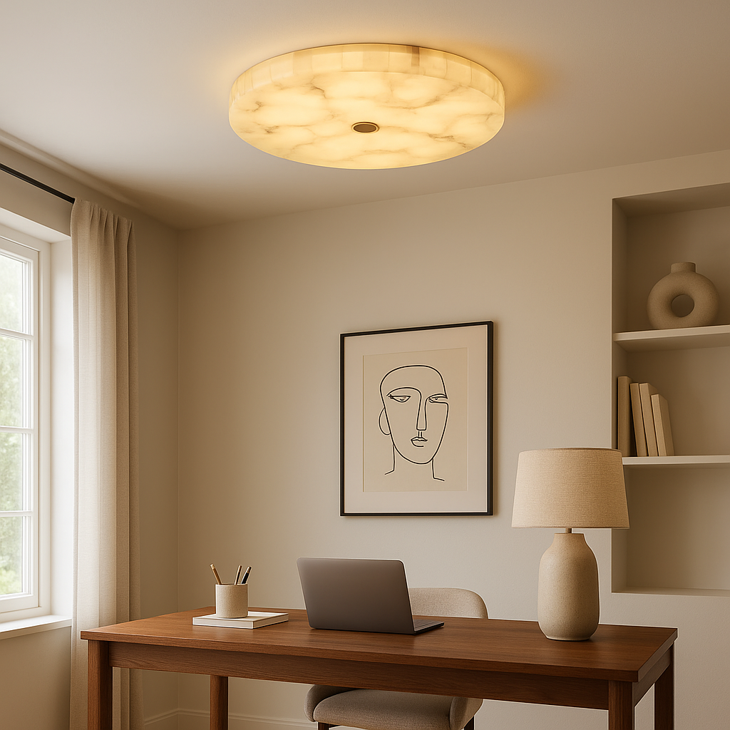 IvoryLumen Elegant Copper Accents Modern Flush Mount And Ceiling Light Fixture For Home Decor
