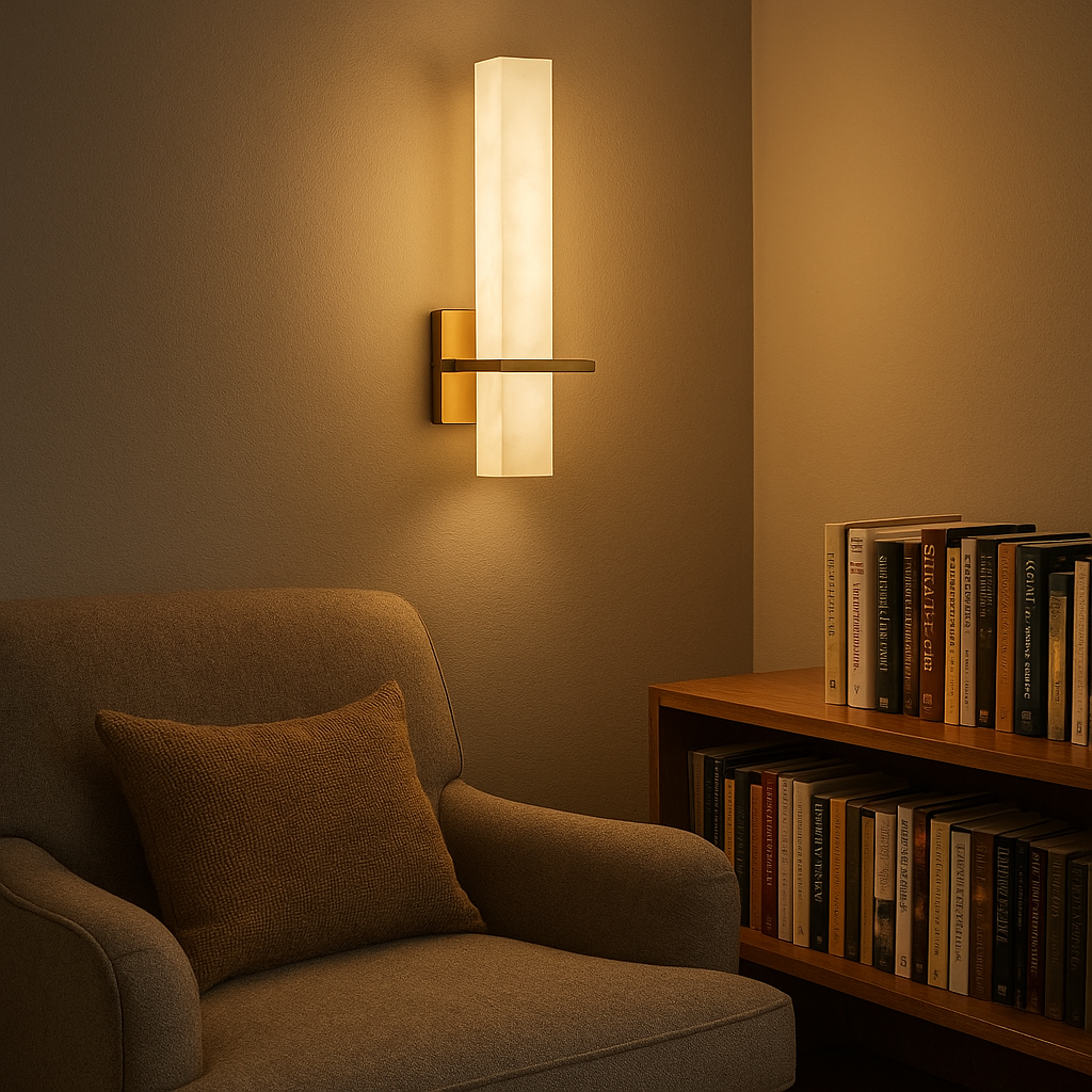 AuroraStone Copper-Accented Modern Wall Sconce For Ambient Home Lighting And Hallway Ambience