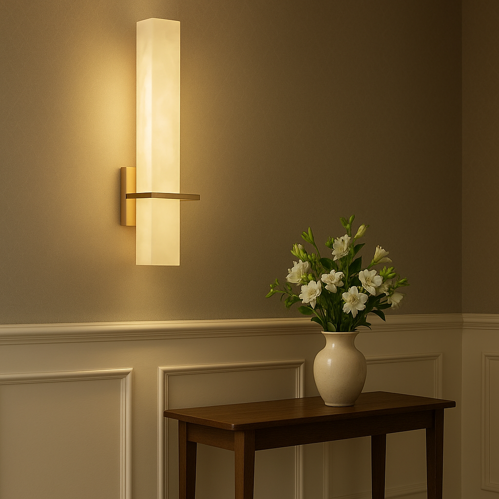 AuroraStone Copper-Accented Modern Wall Sconce For Ambient Home Lighting And Hallway Ambience