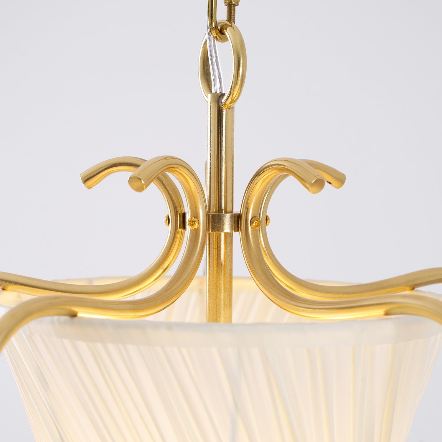 Vintage Brass Finish Lantern Pendant With Pleated Fabric Shade
