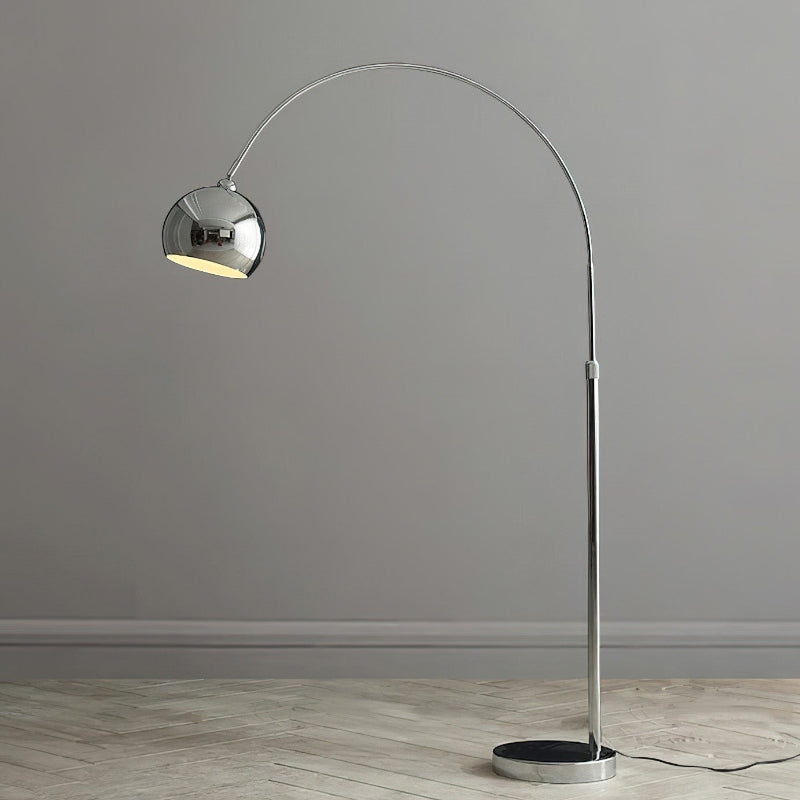 Floor Lamp With Adjustable Telescoping Arm And Tiltable Head In Black Chrome Or White