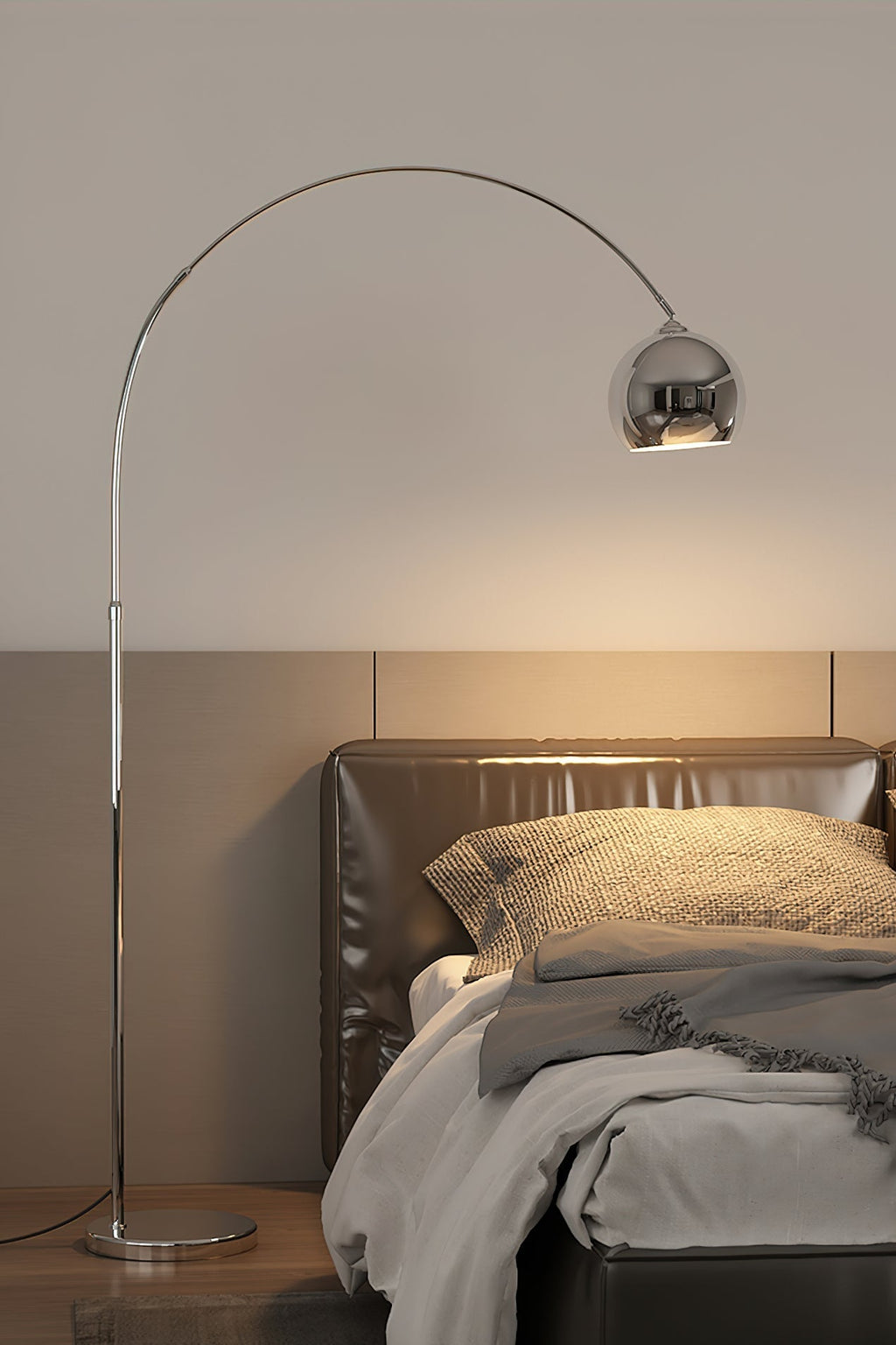 Floor Lamp With Adjustable Telescoping Arm And Tiltable Head In Black Chrome Or White