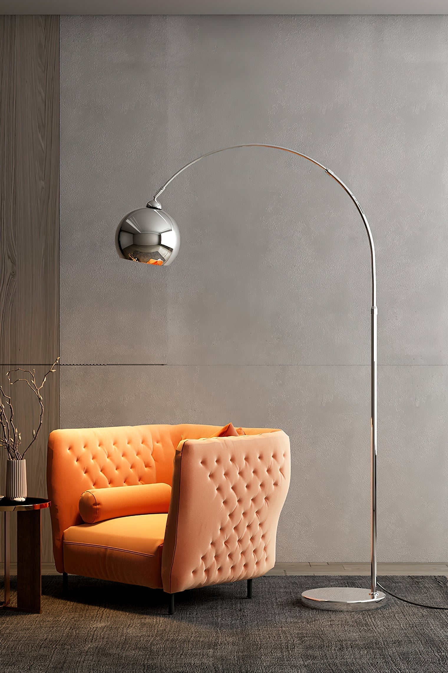 Floor Lamp With Adjustable Telescoping Arm And Tiltable Head In Black Chrome Or White