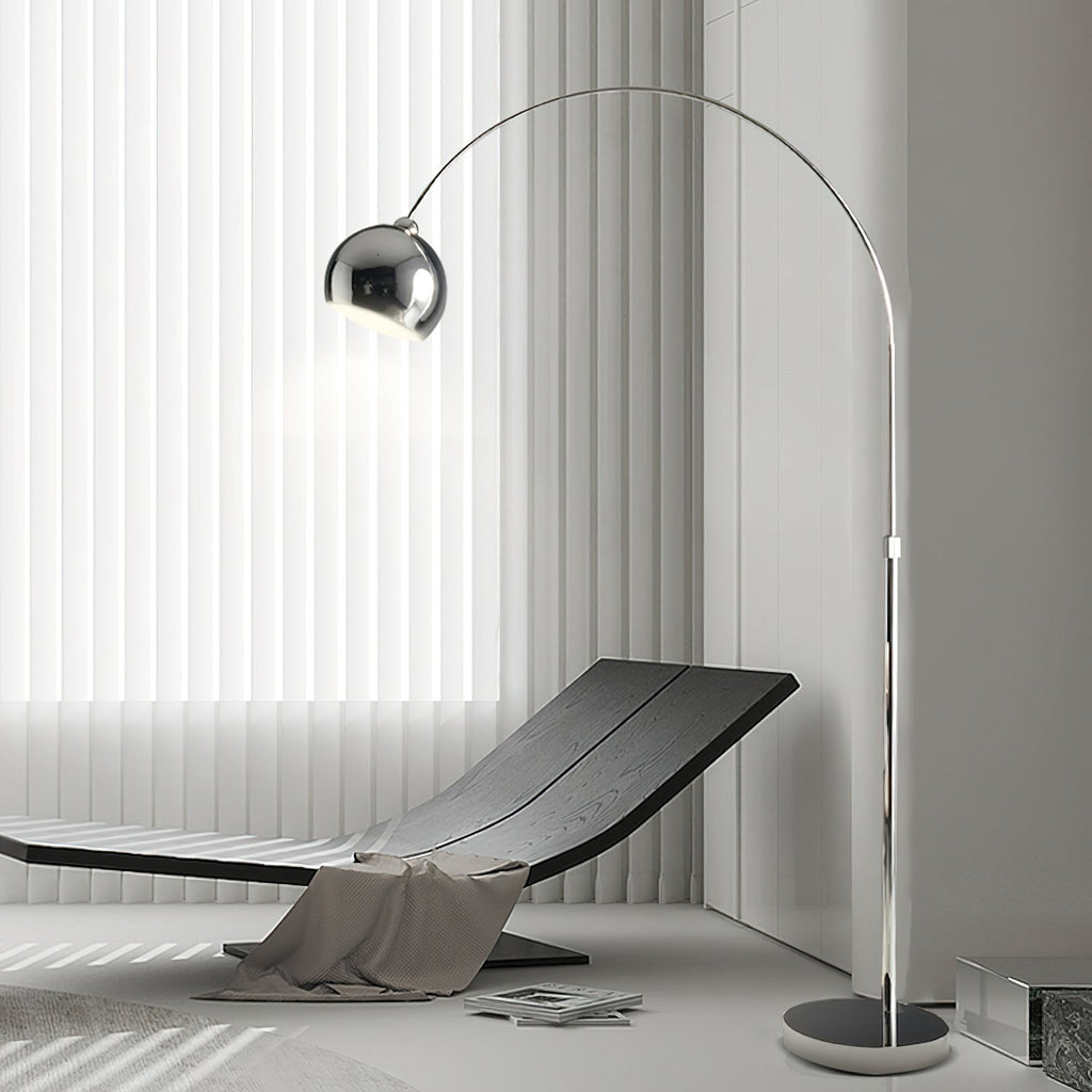 Floor Lamp With Adjustable Telescoping Arm And Tiltable Head In Black Chrome Or White