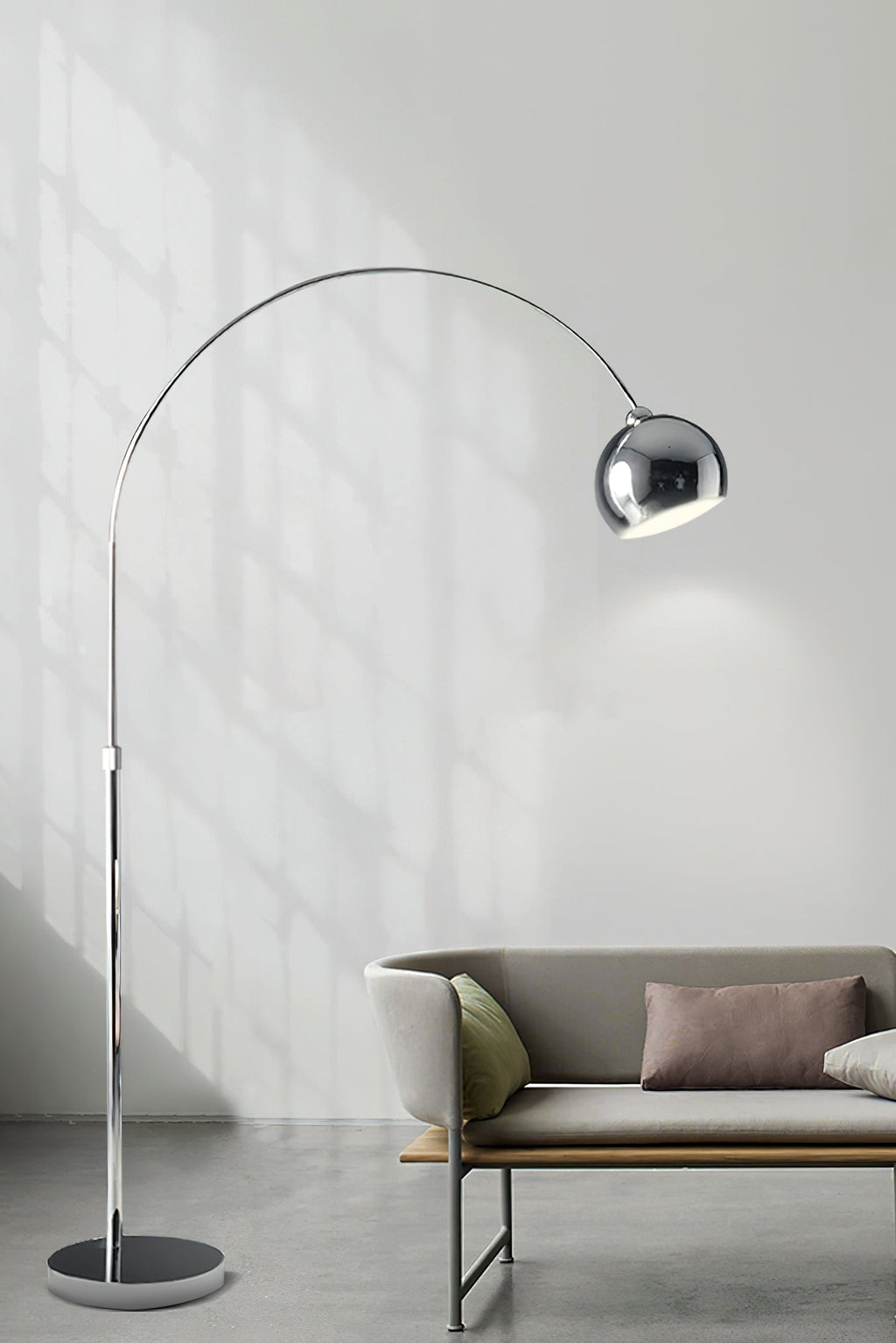 Floor Lamp With Adjustable Telescoping Arm And Tiltable Head In Black Chrome Or White