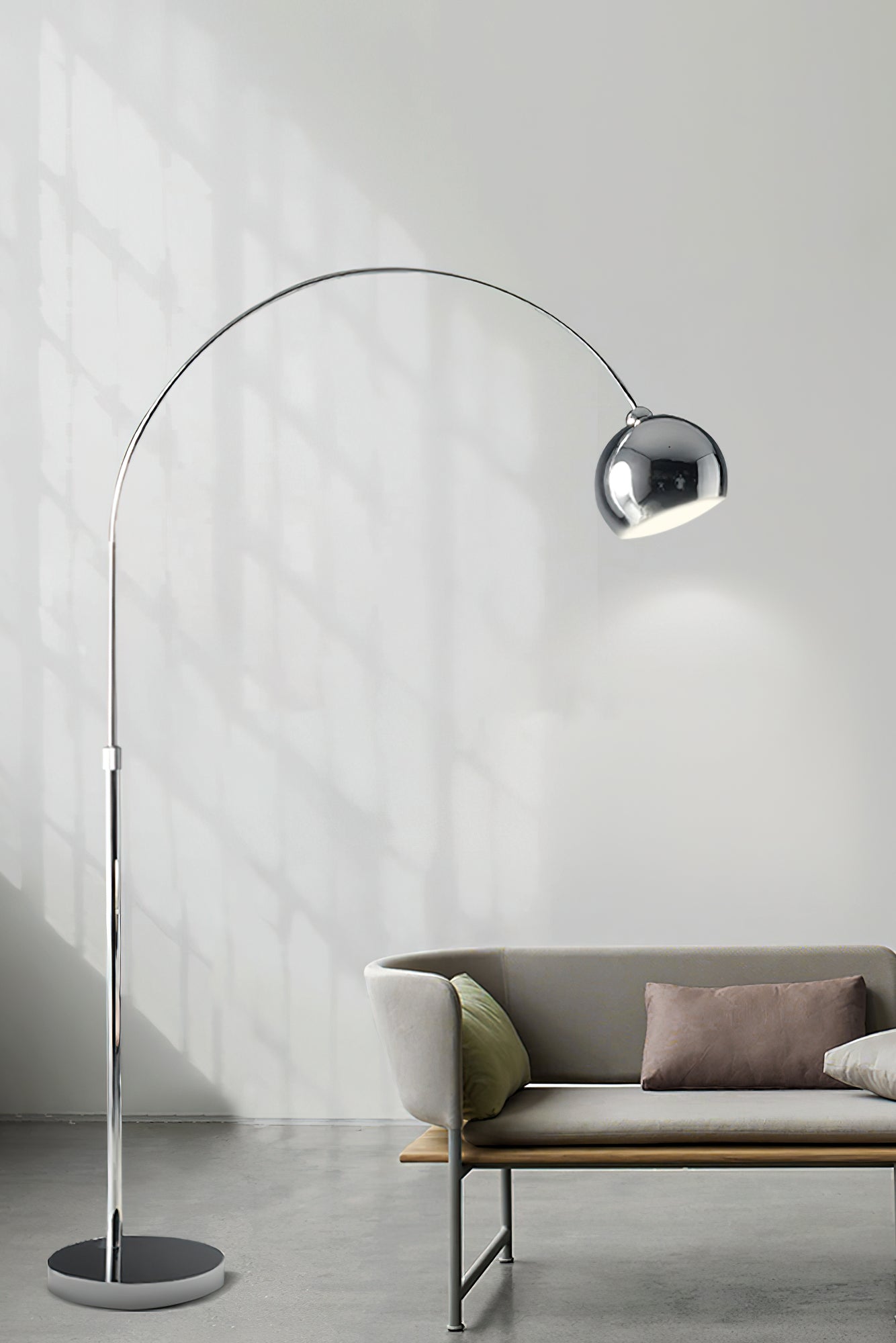 Floor Lamp With Adjustable Telescoping Arm And Tiltable Head In Black Chrome Or White