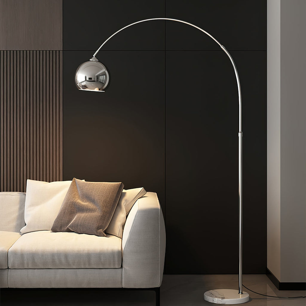 Floor Lamp With Adjustable Telescoping Arm And Tiltable Head In Black Chrome Or White