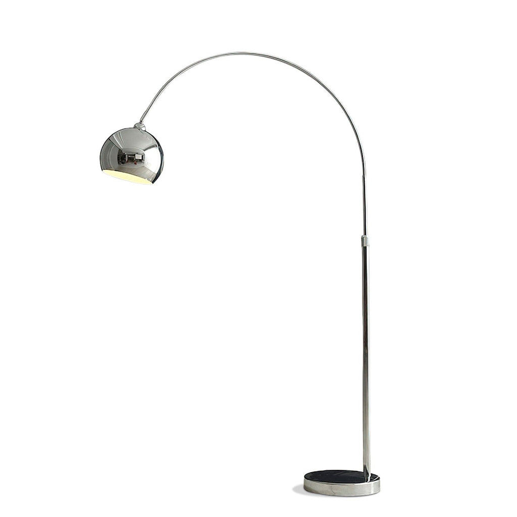 Floor Lamp With Adjustable Telescoping Arm And Tiltable Head In Black Chrome Or White