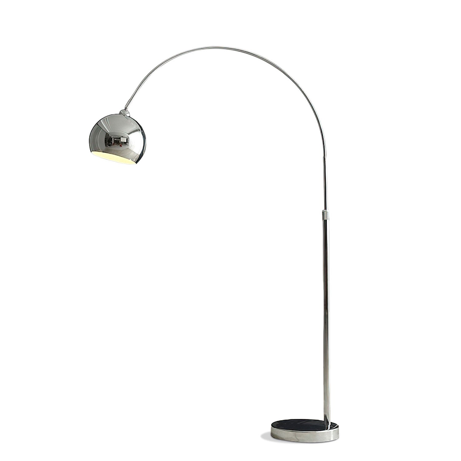 Floor Lamp With Adjustable Telescoping Arm And Tiltable Head In Black Chrome Or White