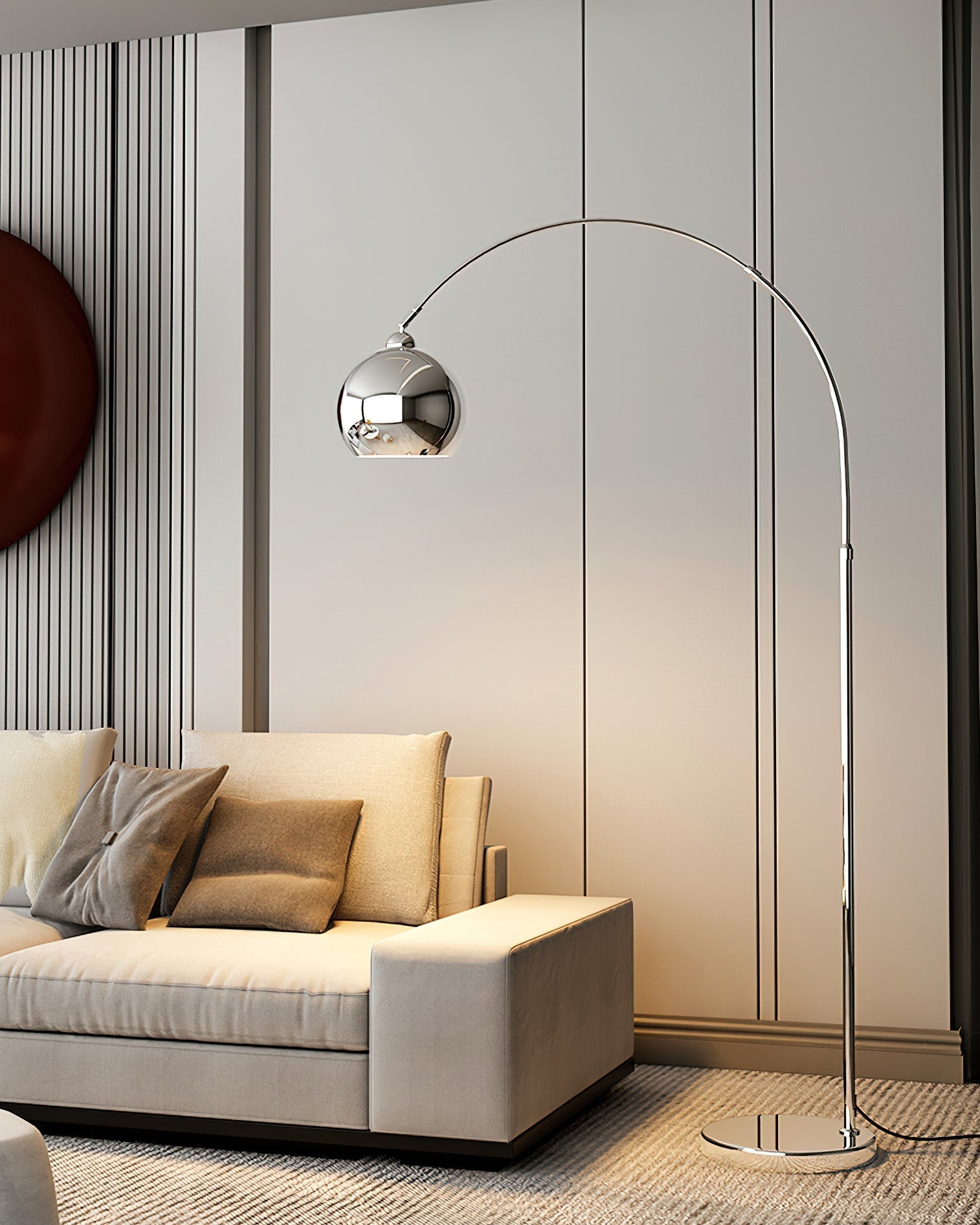 Floor Lamp With Adjustable Telescoping Arm And Tiltable Head In Black Chrome Or White