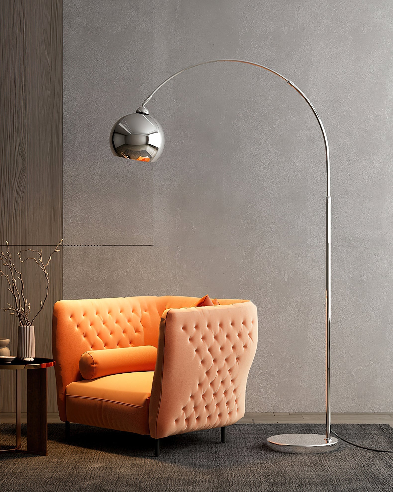 Floor Lamp With Adjustable Telescoping Arm And Tiltable Head In Black Chrome Or White
