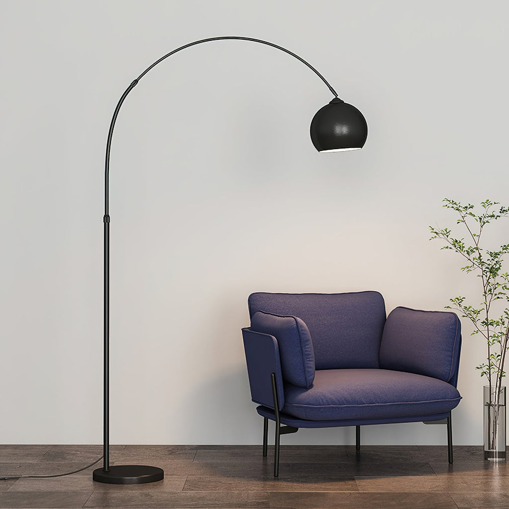 Floor Lamp With Adjustable Telescoping Arm And Tiltable Head In Black Chrome Or White