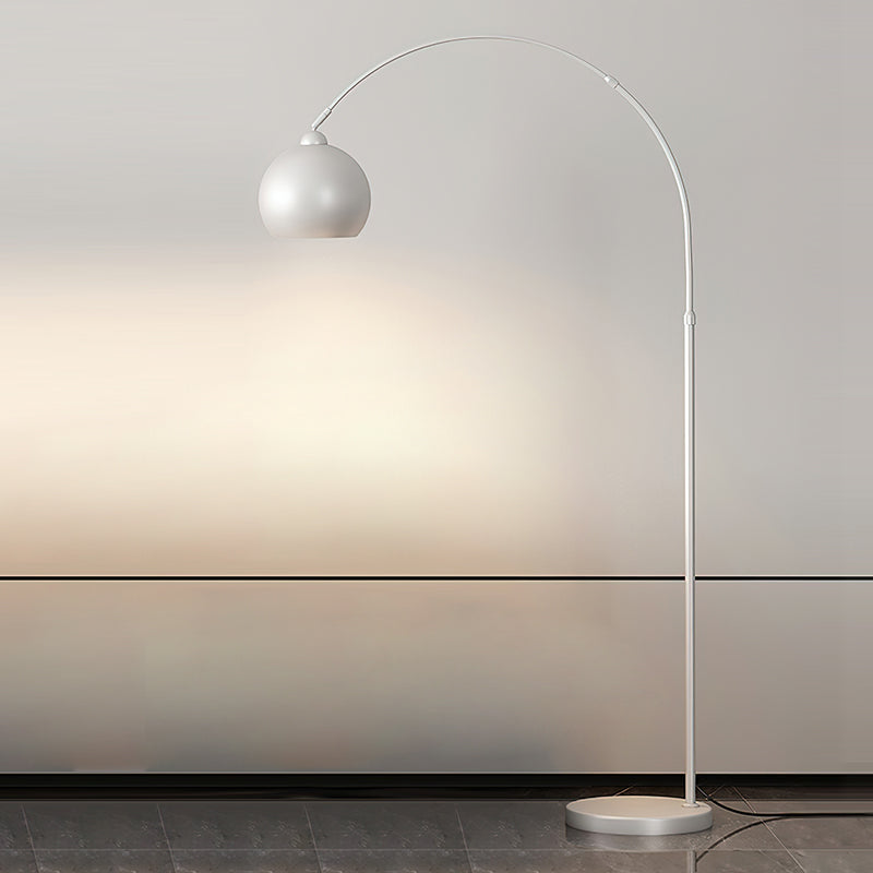 Floor Lamp With Adjustable Telescoping Arm And Tiltable Head In Black Chrome Or White