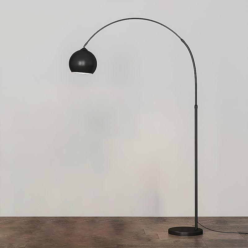Floor Lamp With Adjustable Telescoping Arm And Tiltable Head In Black Chrome Or White