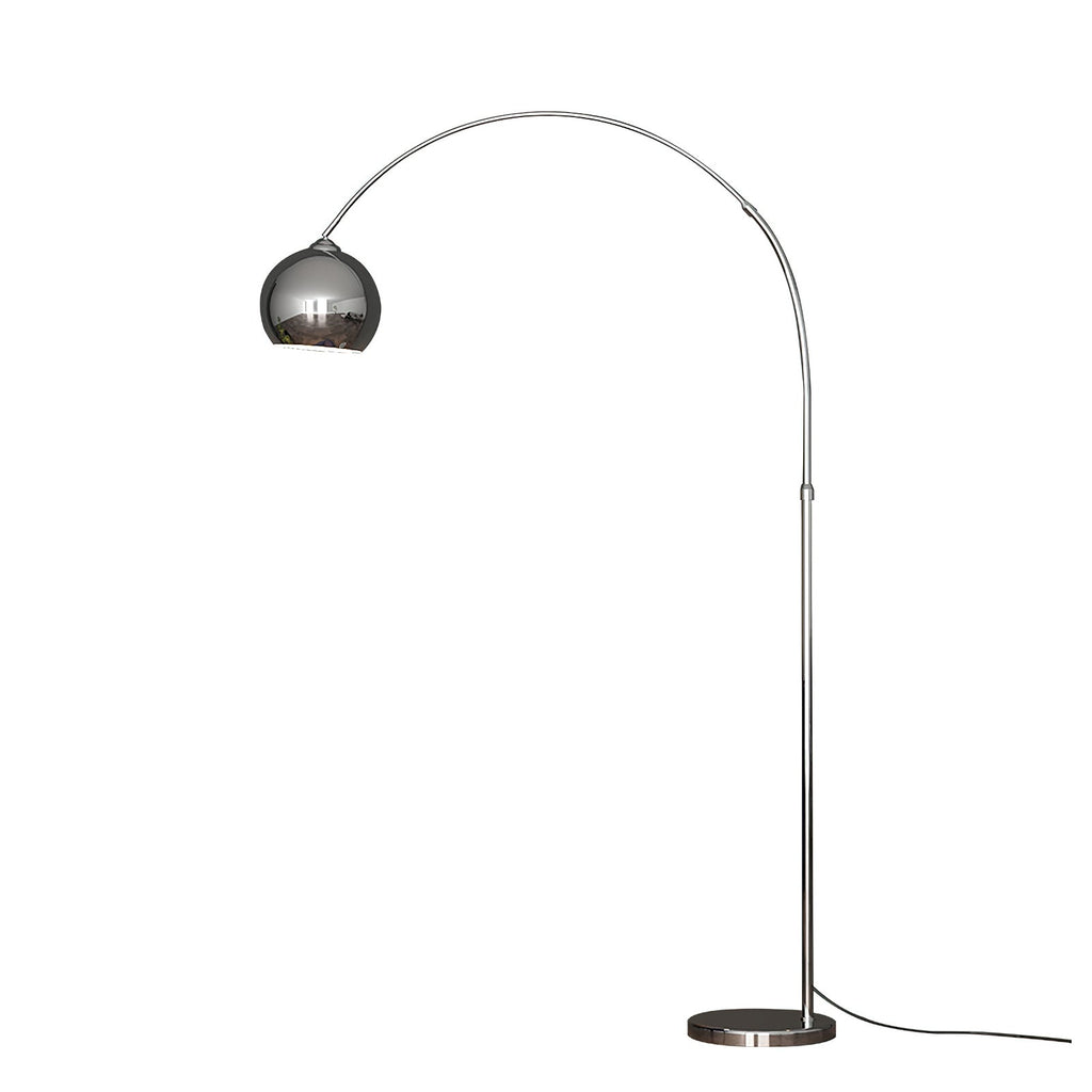 Floor Lamp With Adjustable Telescoping Arm And Tiltable Head In Black Chrome Or White