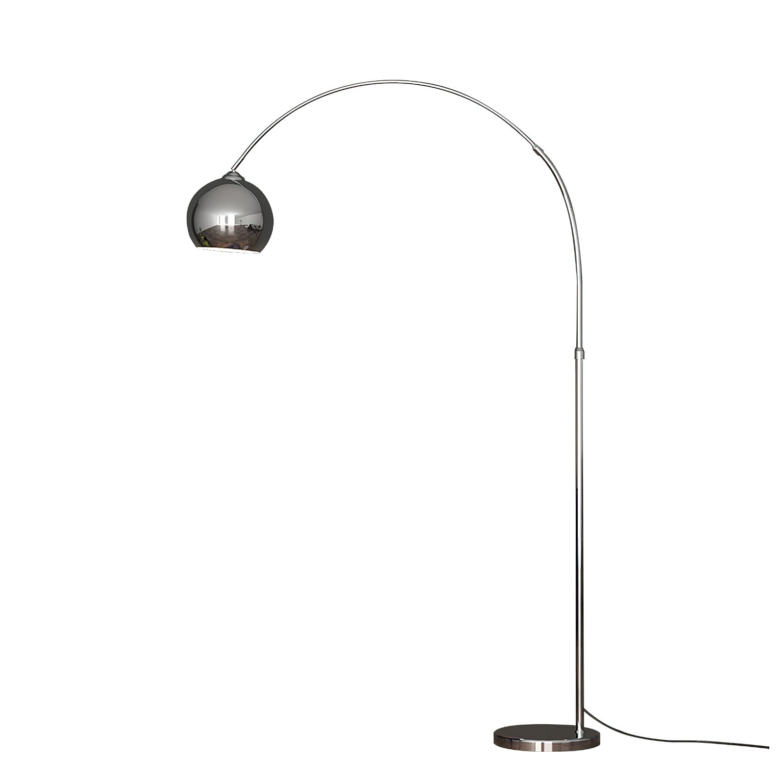 Floor Lamp With Adjustable Telescoping Arm And Tiltable Head In Black Chrome Or White