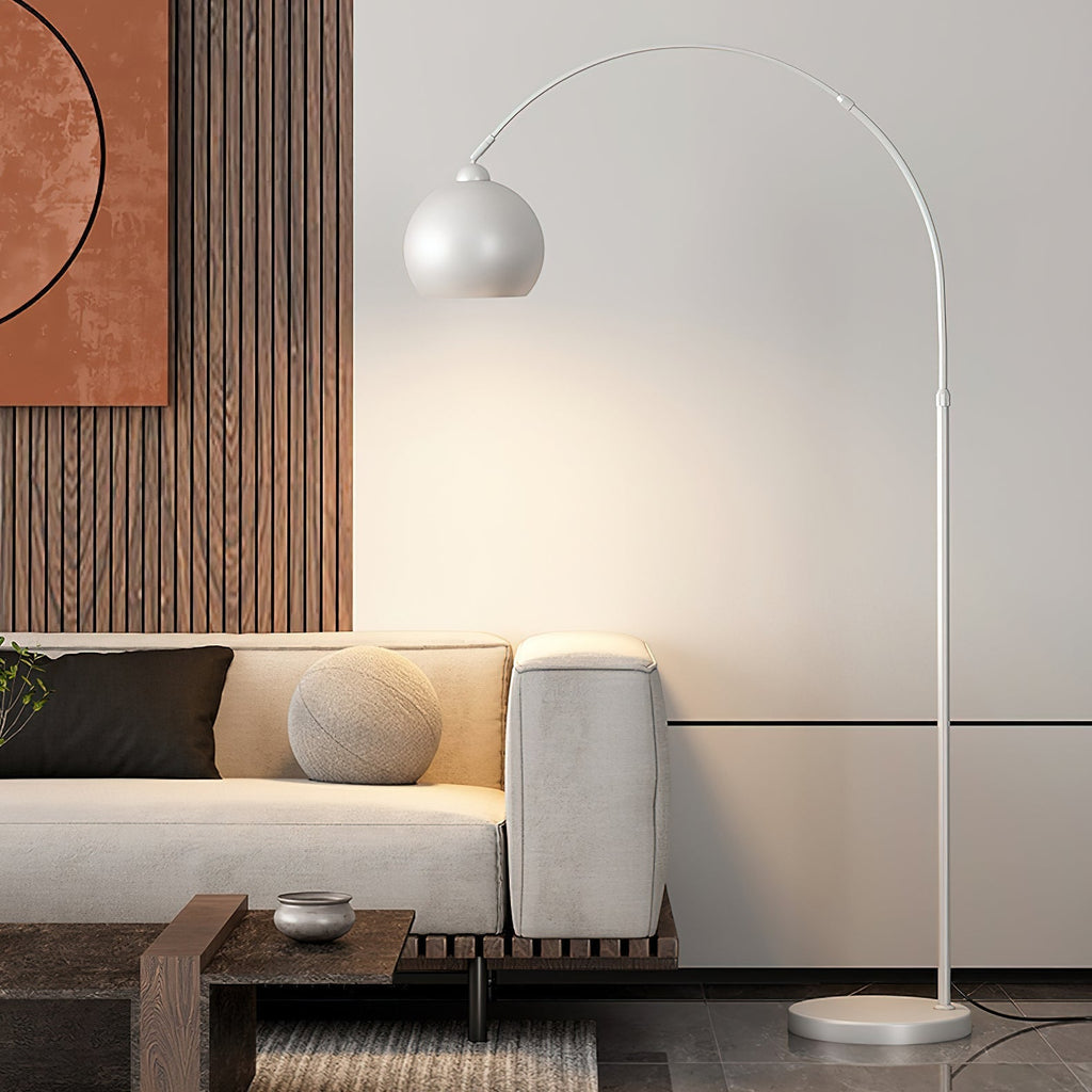 Floor Lamp With Adjustable Telescoping Arm And Tiltable Head In Black Chrome Or White