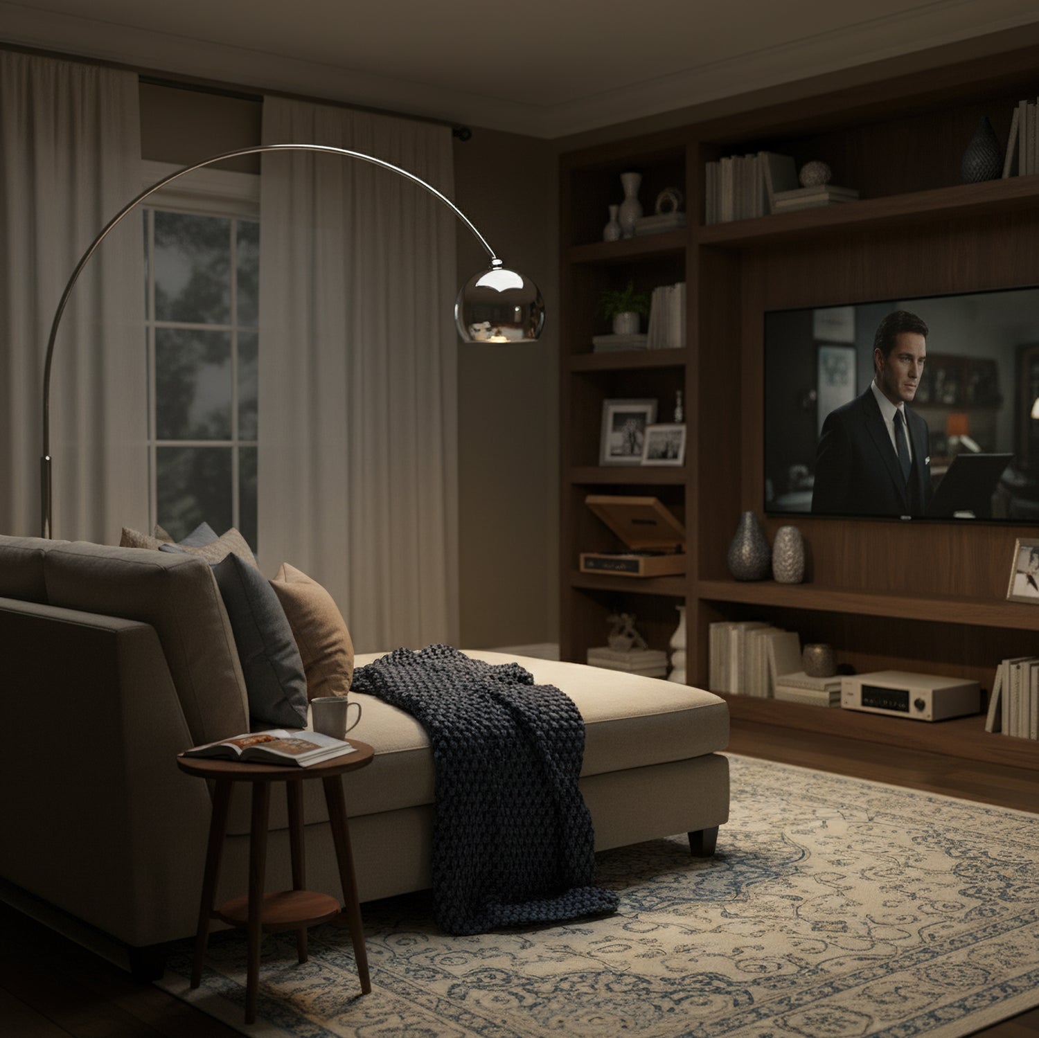 Floor Lamp With Adjustable Telescoping Arm And Tiltable Head In Black Chrome Or White