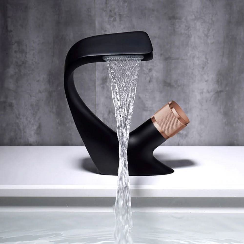 AquaCascade - Modern Brass Basin Mixer with Waterfall Spout for Bathrooms 1