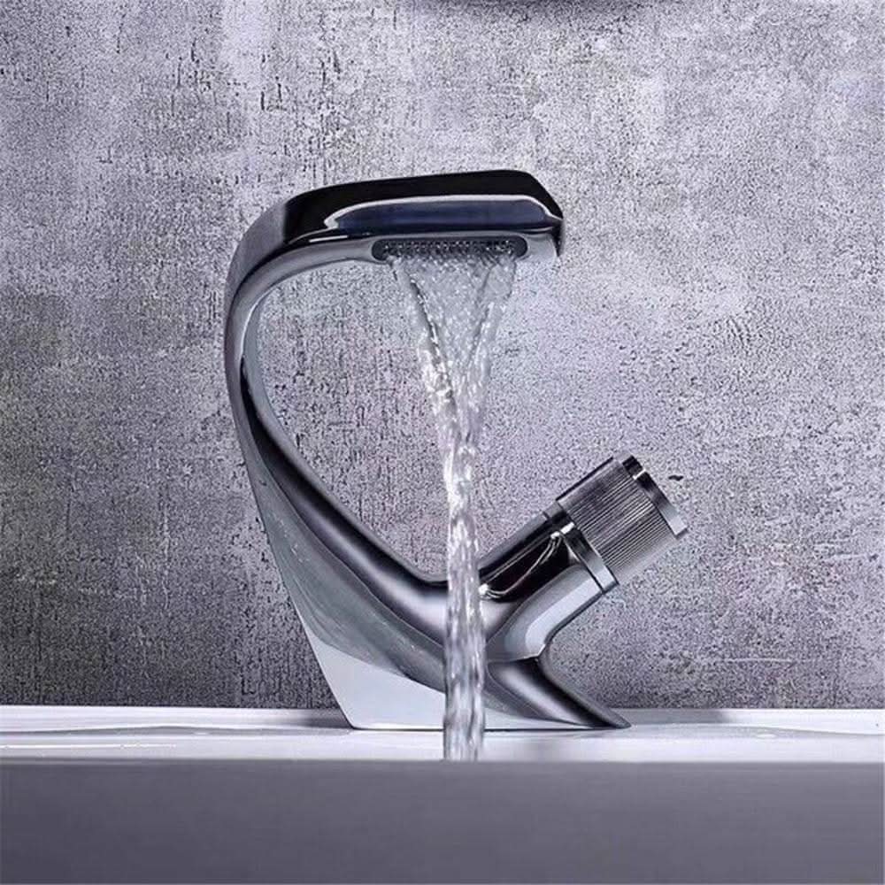 AquaCascade - Modern Brass Basin Mixer with Waterfall Spout for Bathrooms 3