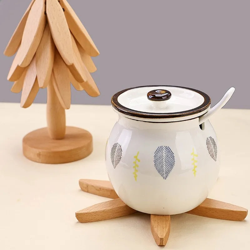 Sottobicchieri artigianali - supporto a forma di albero e base a ventaglio aperto