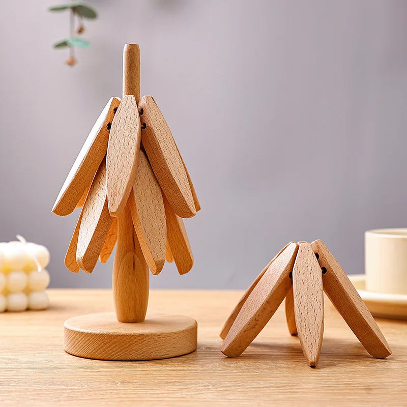 Sottobicchieri artigianali - supporto a forma di albero e base a ventaglio aperto