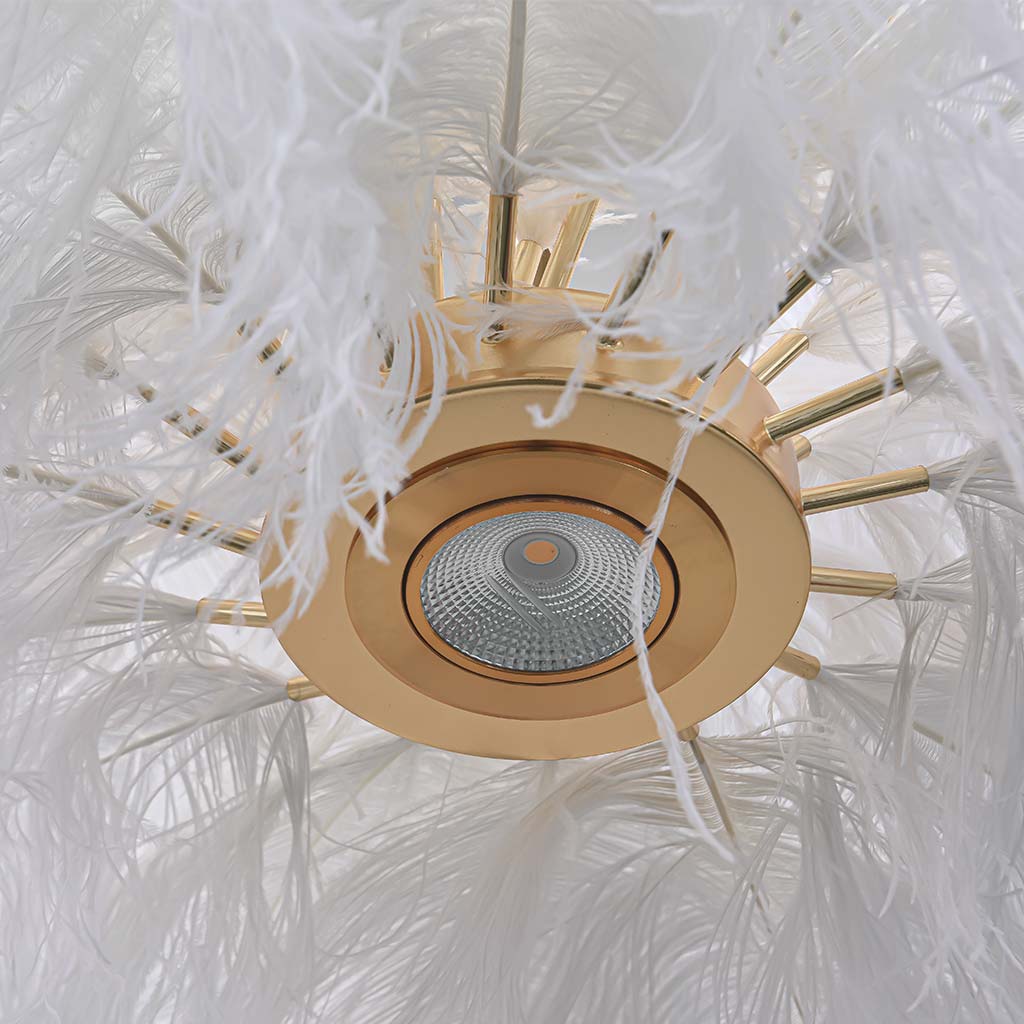 Ostrich Feather Pendant Lamp With White LED, 80cm Or 100cm, Modern Ceiling Light