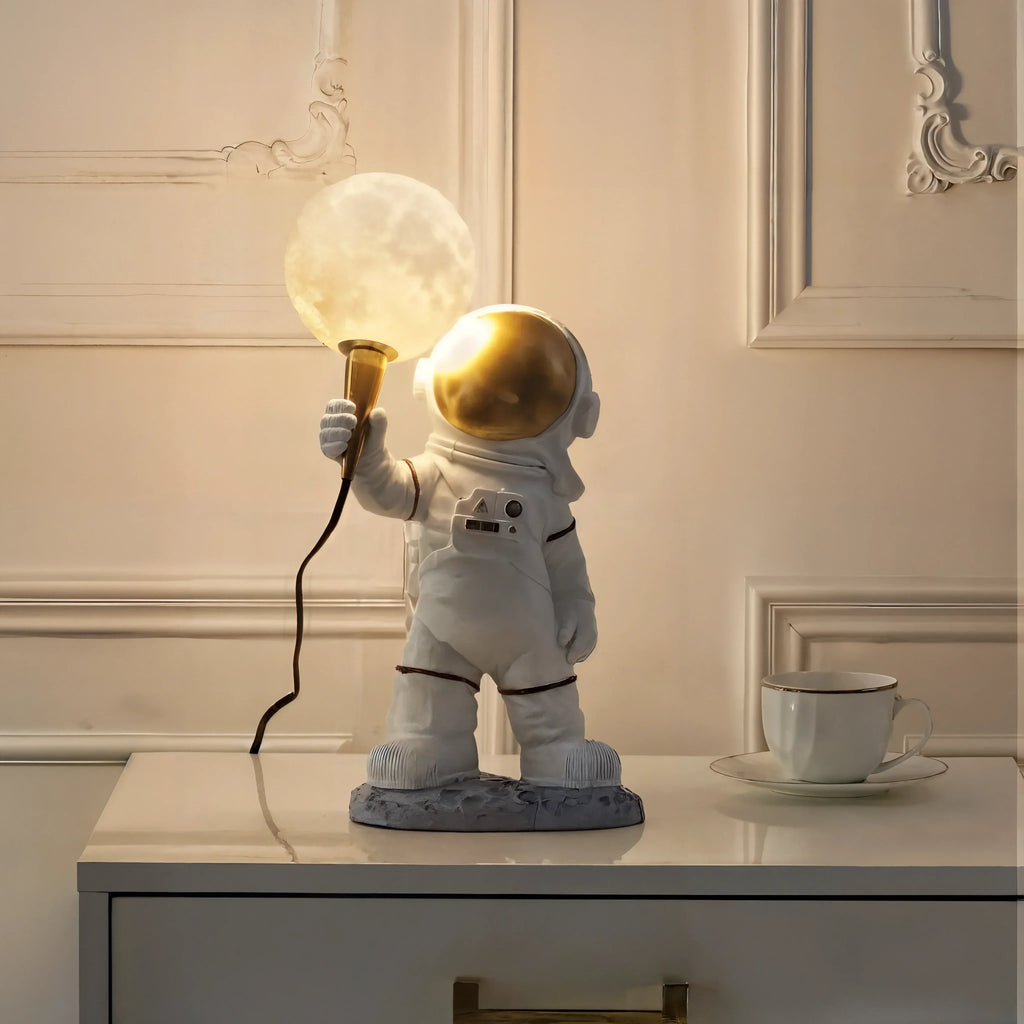 Cosmo Voyager Astronaut Theme Table Lamp With LED Accent For Kids Room Decor And Nighttime Glow