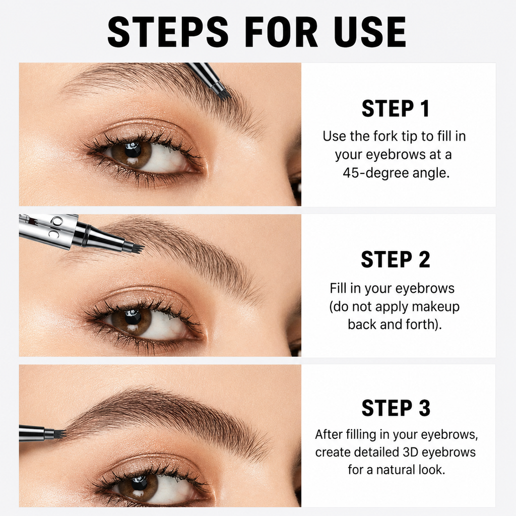 Four-Tip Waterproof Eyebrow Pen For Microblading Look That Lasts Up To 36 Hours