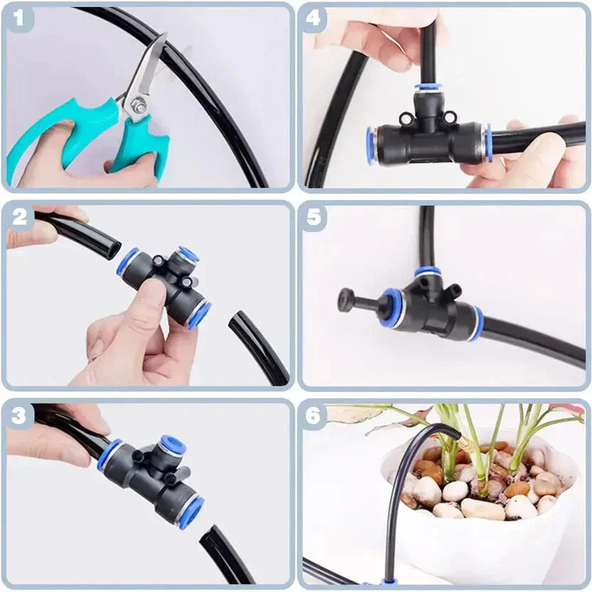 Garden Misting System With 20 Meters And 20 Adjustable Copper Nozzles Toolless Setup