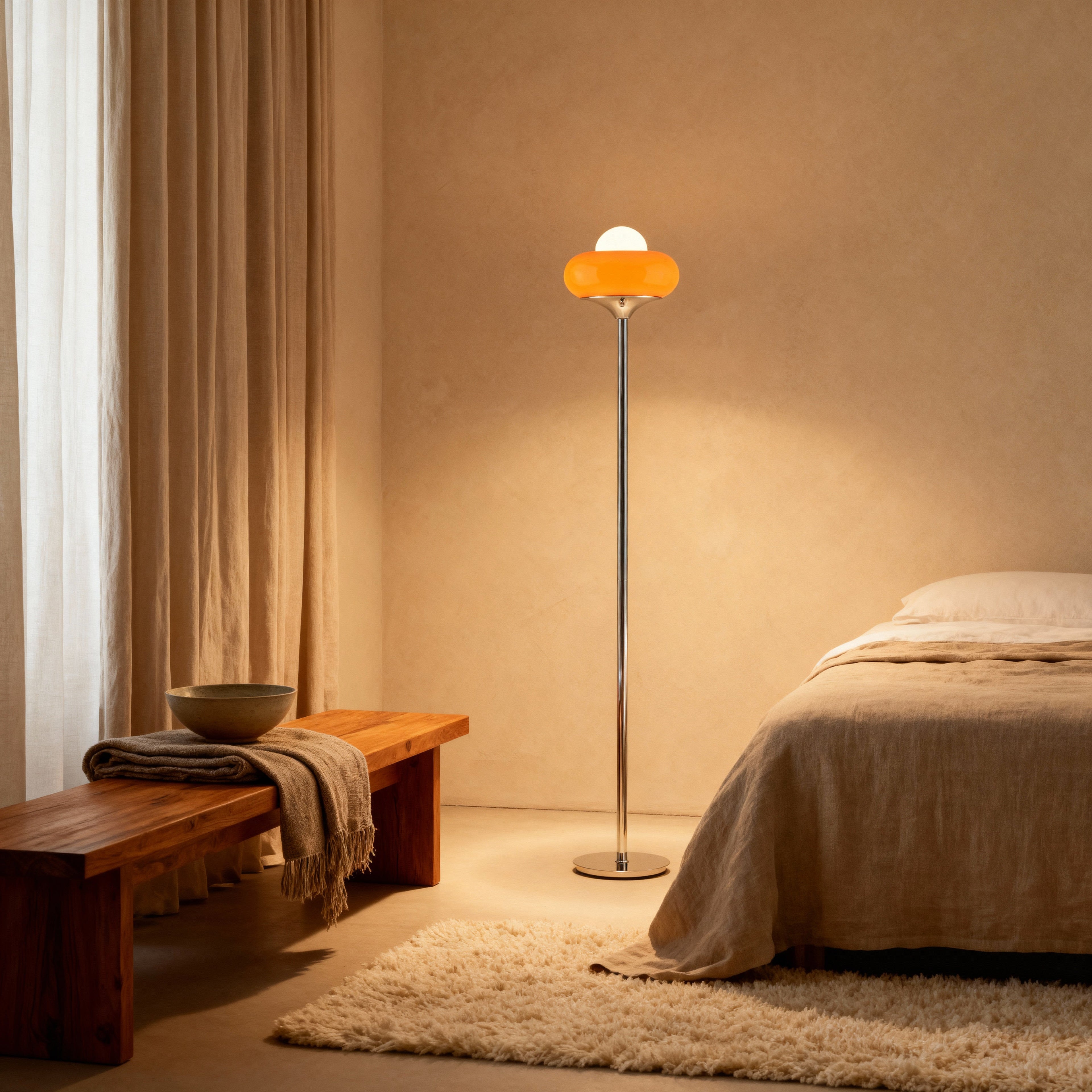 NovaLumen Elegant Glass Floor Lamp For Modern Living Spaces With Warm Ambiance At Home